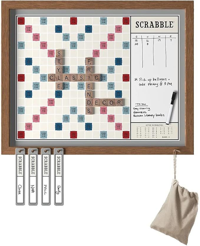 Scrabble Deluxe Vintage 2-in-1 Wall Edition with Dry Erase Message Board | Amazon (US)