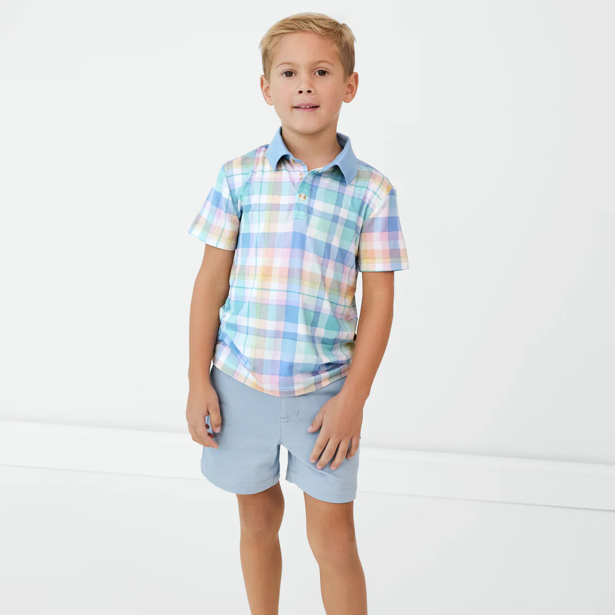 Pastel Plaid Polo Shirt | Little Sleepies
