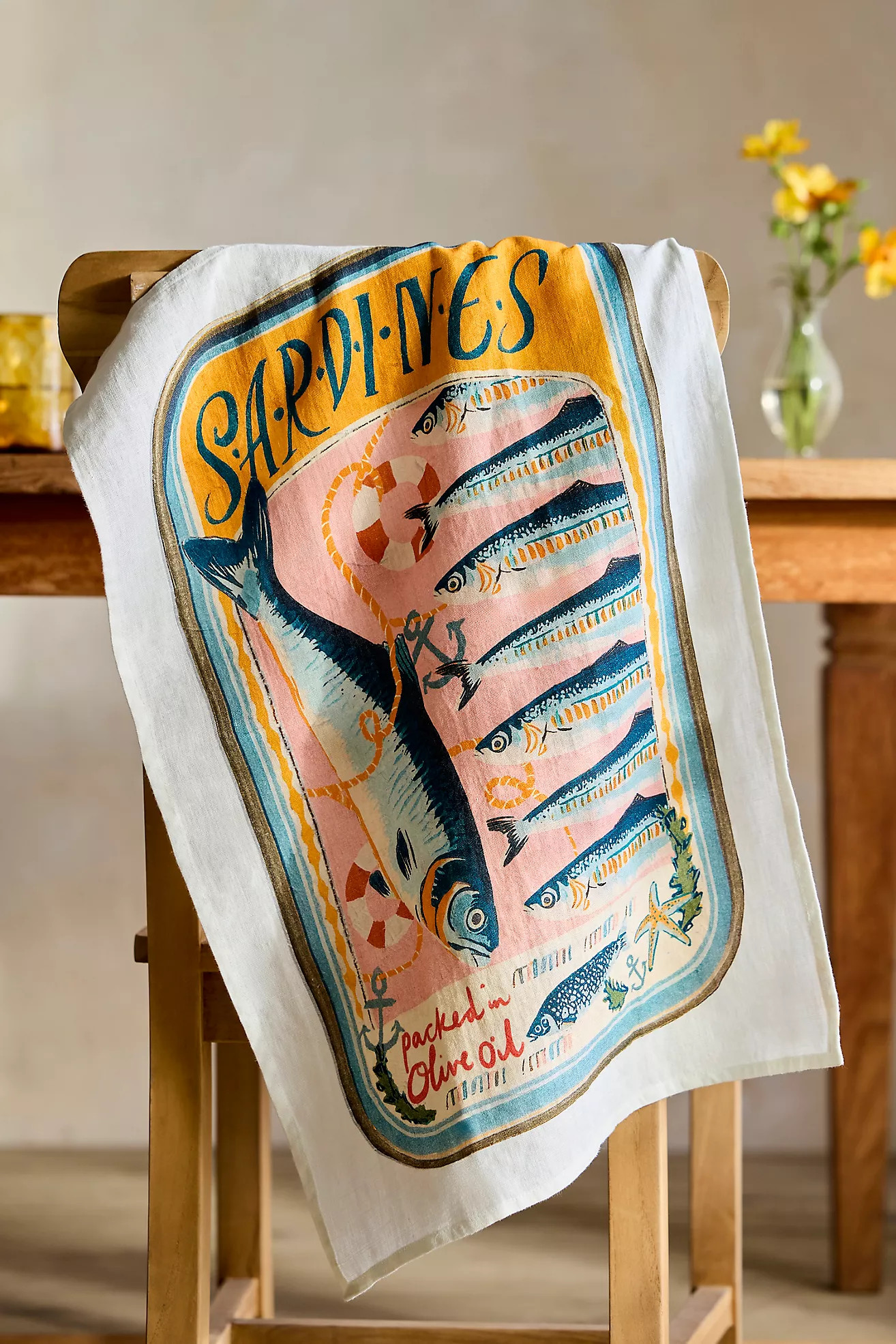 Sardine Tin Linen Dish Towel | Anthropologie (US)