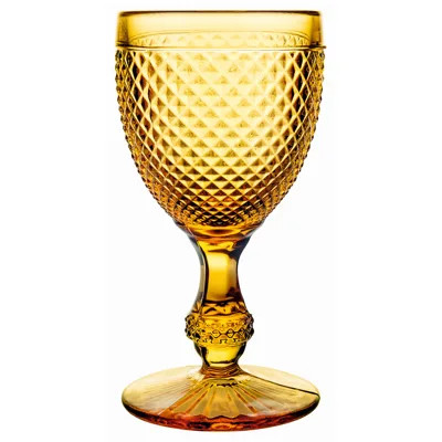 Bicos Modern Classic Yellow Glass Water Goblet - Set of 4 | Kathy Kuo Home