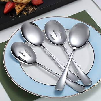 Kyraton 4-Piece Stainless Steel Serving Utensil Set - 2 Serving Spoons and 2 Slotted Spoons | Amazon (US)