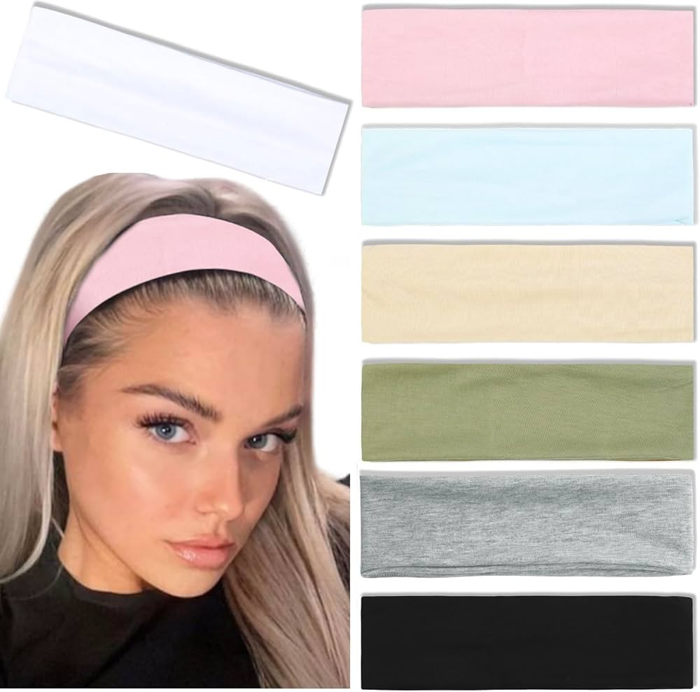Trendy Non-Slip Headbands Set for Women - 7PCS Elastic Soft Thick Cotton Cloth Headbands for Yoga... | Amazon (US)