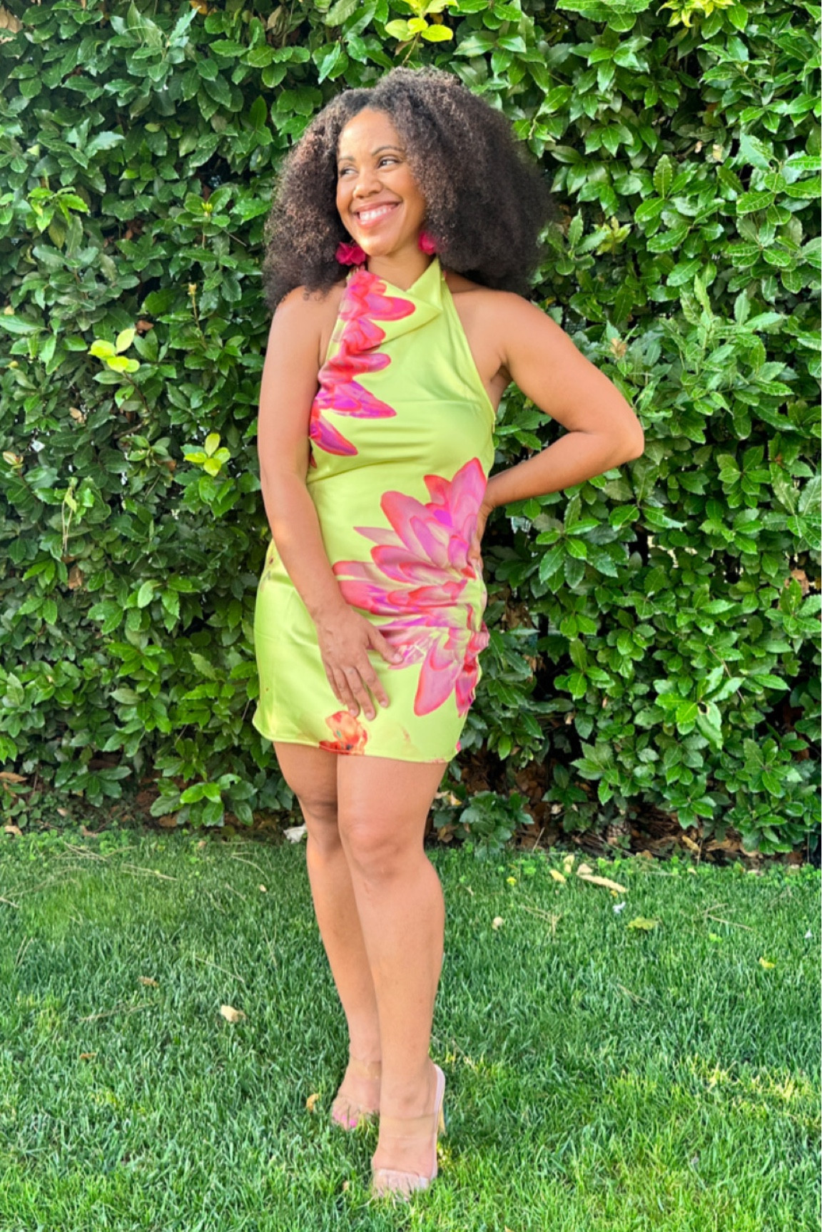 graphic floral halterneck satin mini dress bornmajestic on LTK