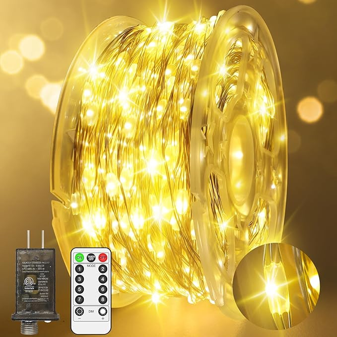 JXLEDAYY 403 FT 1200 LED Fairy Lights Plug in Christmas Lights Outdoor Decorations Waterproof Str... | Amazon (US)