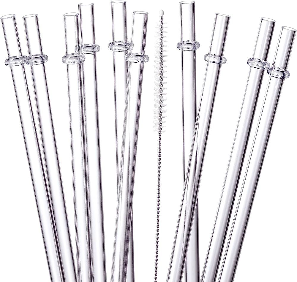 24 Pcs, Highly Clear Reusable Straws with 4 Straw Brushes, 10.5 in Long Hard Plastic Drinking Str... | Amazon (US)