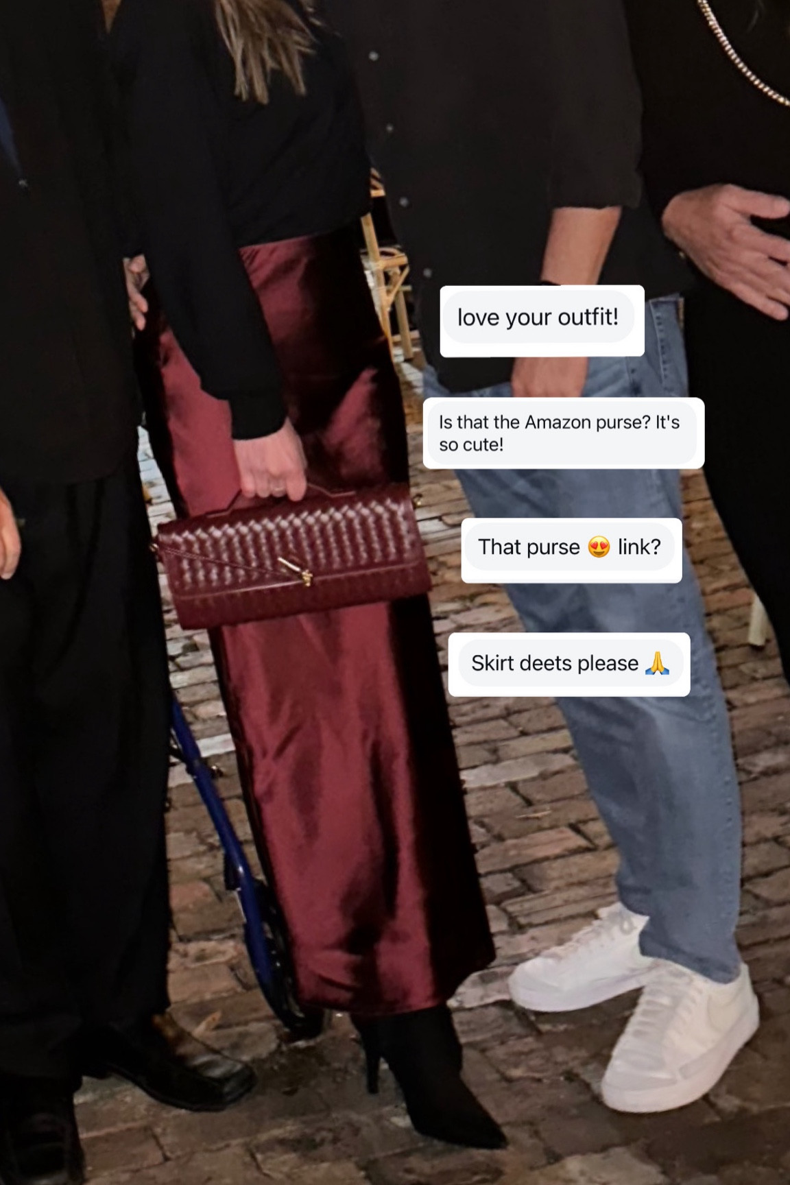 Burgundy silk skirt and Amazon look for less bag, woven burgundy purse

#LTKStyleTip #LTKHoliday #LTKShoeCrush