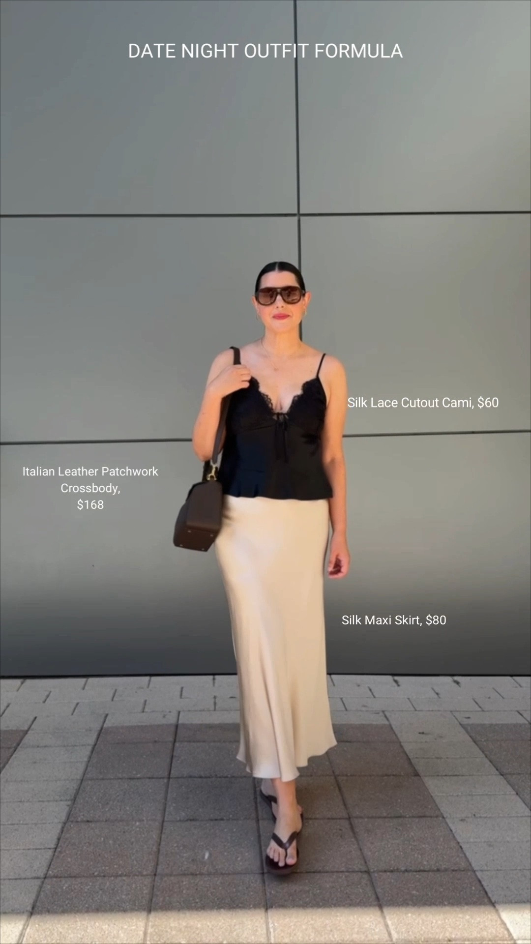 I always love picking up silk pieces from @Quince! This lace trimmed cami is gorgeous in person! I’m in the large, great fit for bigger busts too. 

The silk skirt runs, TTS Im in the large.#quincepartner