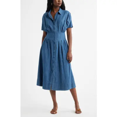 caslon(r) Short Dolman Sleeve Denim Shirt Dress in Dark Wash at Nordstrom, Size Xx-Large | Nordstrom