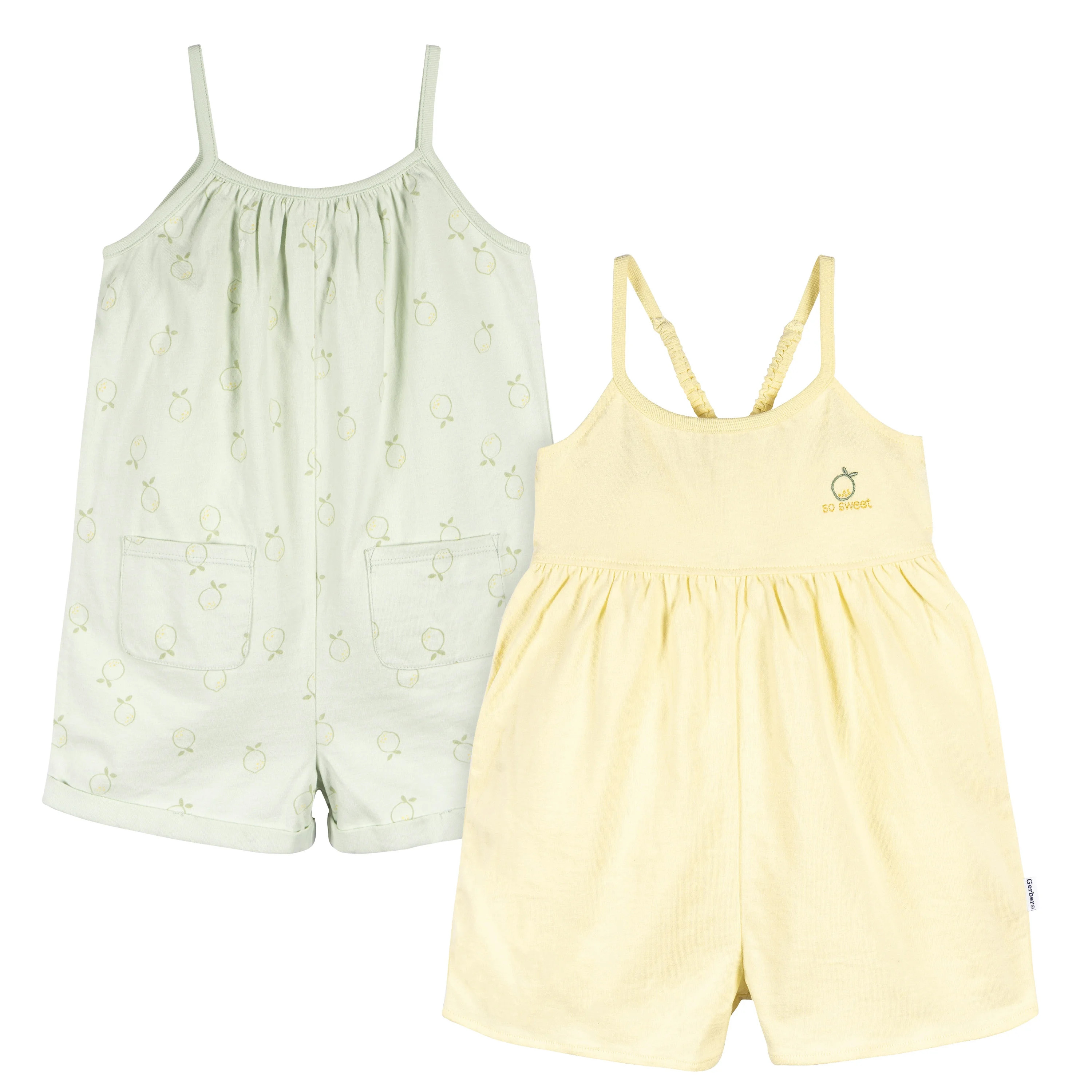 Gerber Toddler Girl Sleeveless Rompers, 2-Pack, Sizes 12 Months - 5T | Walmart (US)