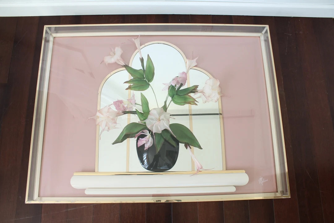 Vintage Jon Gilmore 80s Art Deco Floral Shadow Box | Etsy (US)