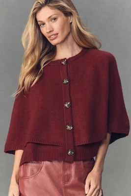 By Anthropologie Button-Front Knit Cape Top | Anthropologie (US)