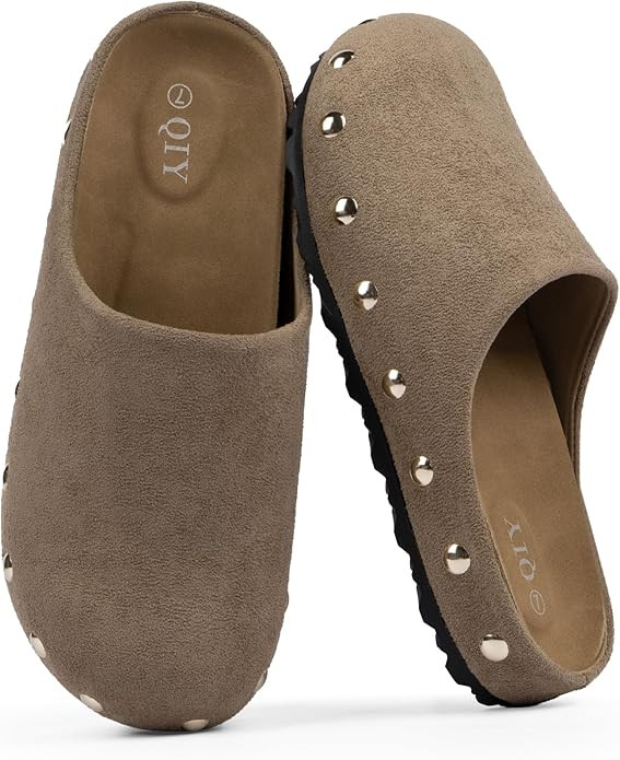 Clogs for Women Slip on Faux Suede Studded Mules Comfortable Footbed Mule Potato Shoes for Women | Amazon (US)