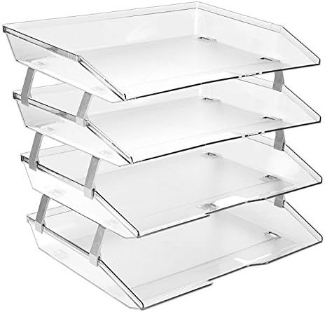 Acrimet Facility 4 Tier Letter Tray Side Load Plastic Desktop File Organizer (Clear Crystal Color... | Amazon (US)