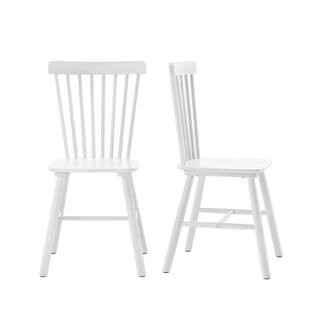 Windsor White Solid Wood Dining Chairs for Kitchen and Dining Room (Set of 4) | The Home Depot