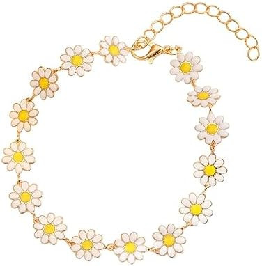 Little Daisy Flower Sunflower Bracelet for Women Dainty White Yellow Multicolor Flower Chain Brac... | Amazon (US)