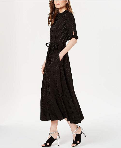 Calvin Klein Tonal Dot Maxi Shirtdress & Reviews - Dresses - Women - Macy's | Macys (US)