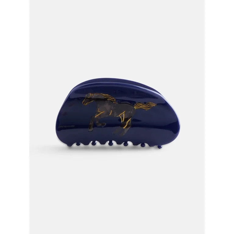 Free Assembly Women\u2019s Horse Claw Hair Clip, Blue Multi | Walmart (US)