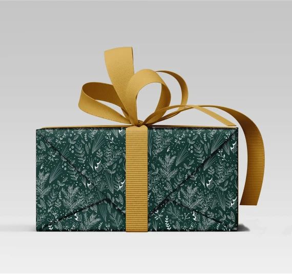 PRE-ORDER  Evergreen Gift Wrap Botanical Print Holiday | Etsy | Etsy (US)