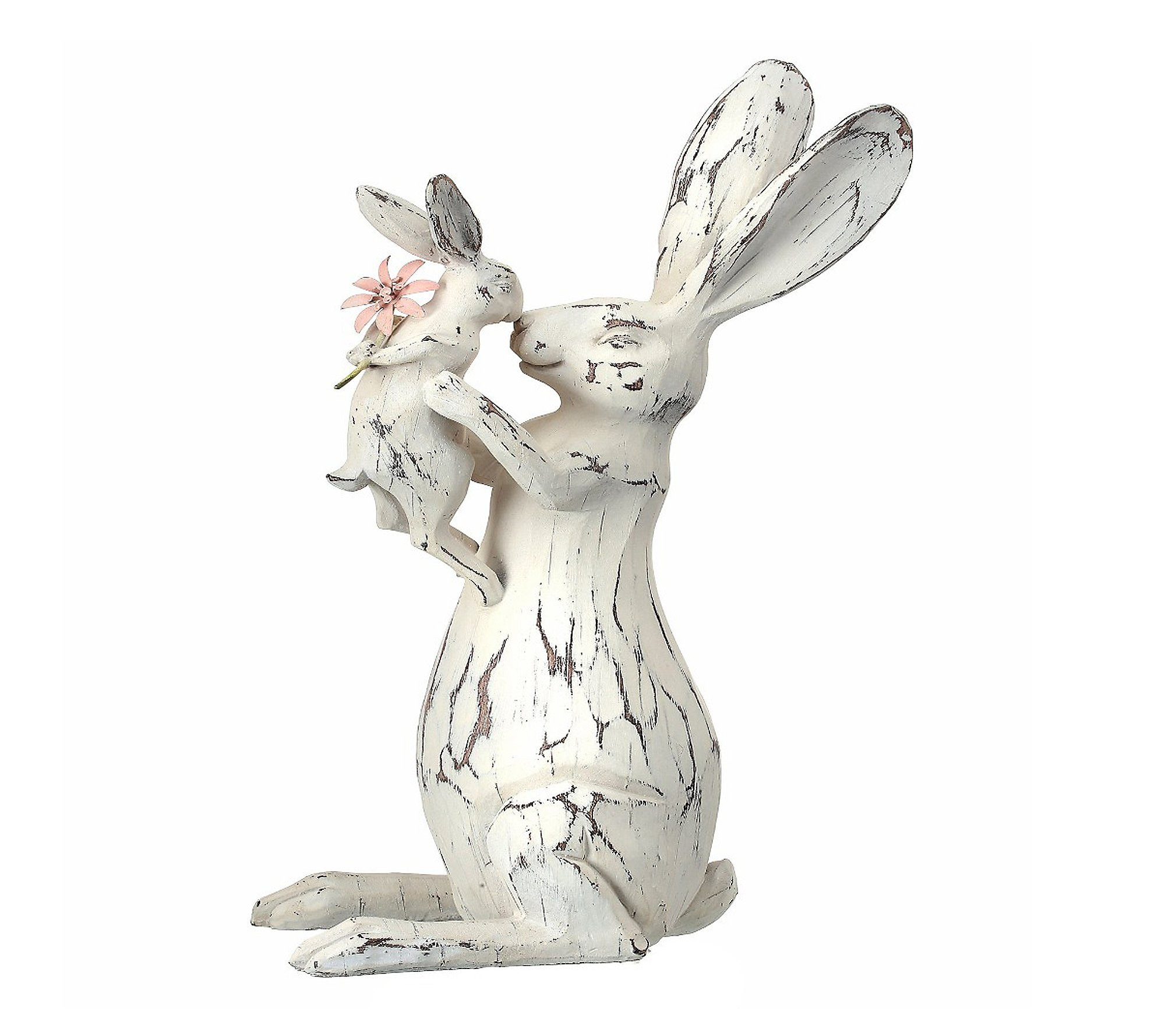 RC Home Decor-15"" Handcrafted Bunny Kissing Bab y- Easter Decor | QVC