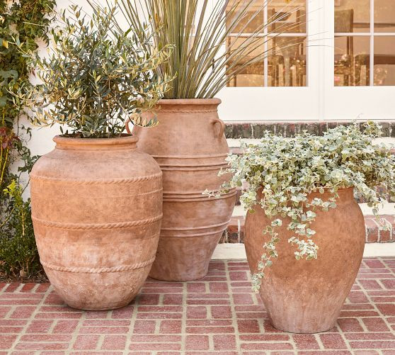 Sienna Fiber Stone Outdoor Planters | Pottery Barn (US)