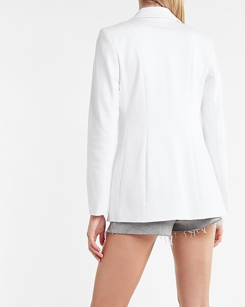 Luxe Comfort Knit Open Front Peak Lapel Boyfriend Blazer | Express