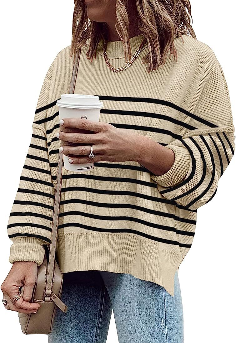 Women's Long Sleeve Striped Button Cowl Neck Tunic Sweatshirts Tops | Amazon (CA)