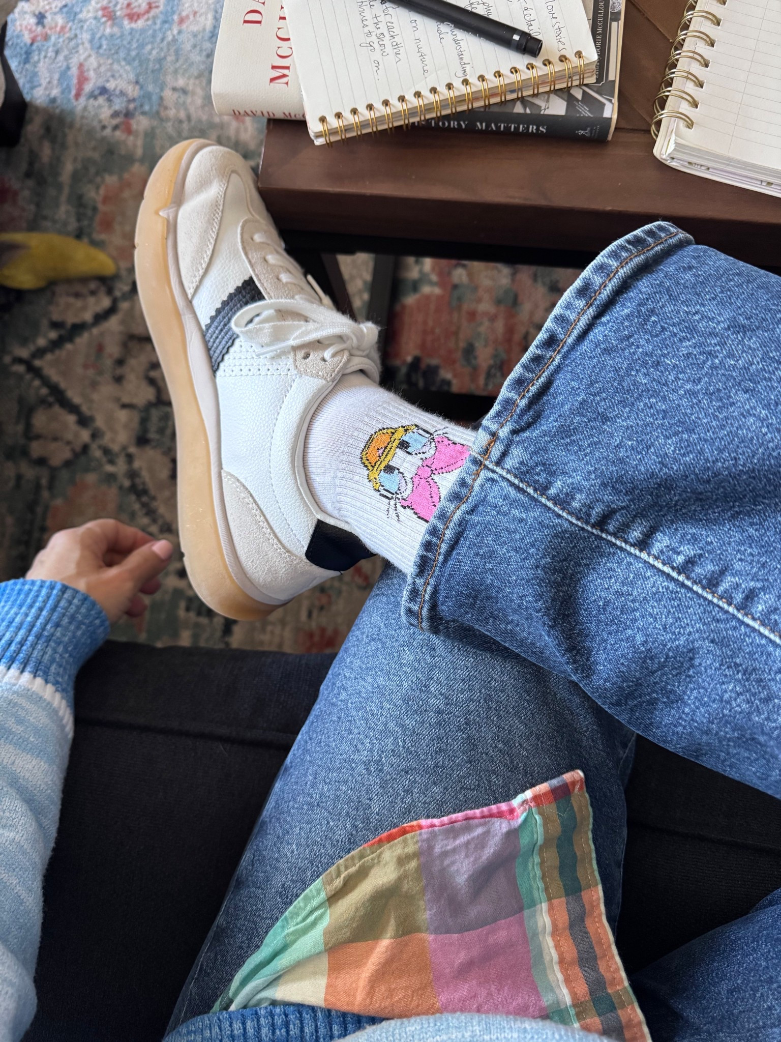 Joyful socks to cheer me up on this cold day 

#LTKOver40 #LTKmomlife #LTKdayinmylife