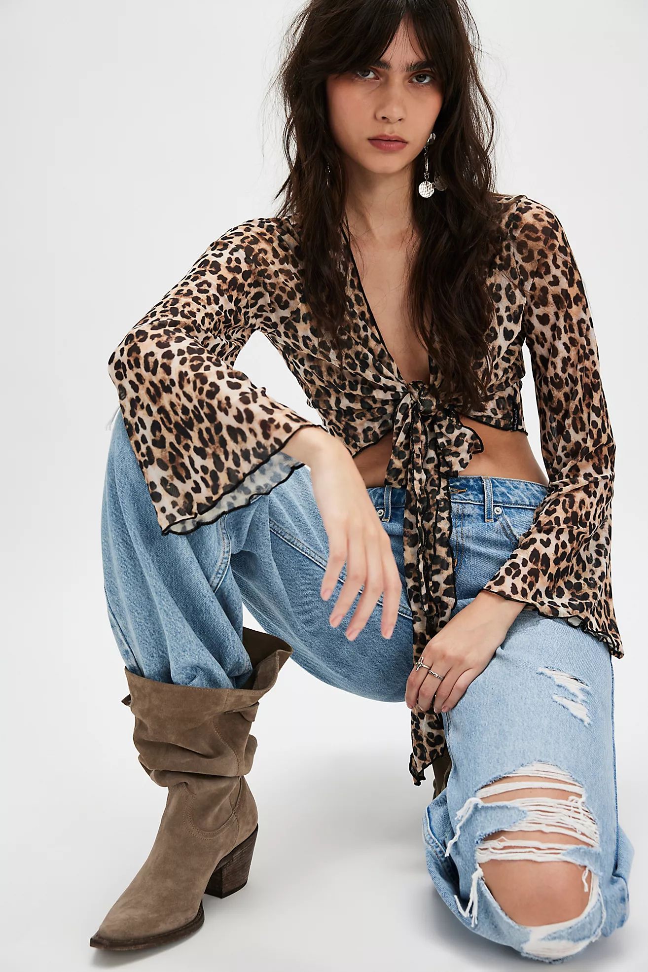 OneTeaspoon Leopard Mesh Wrap Top | Free People (Global - UK&FR Excluded)