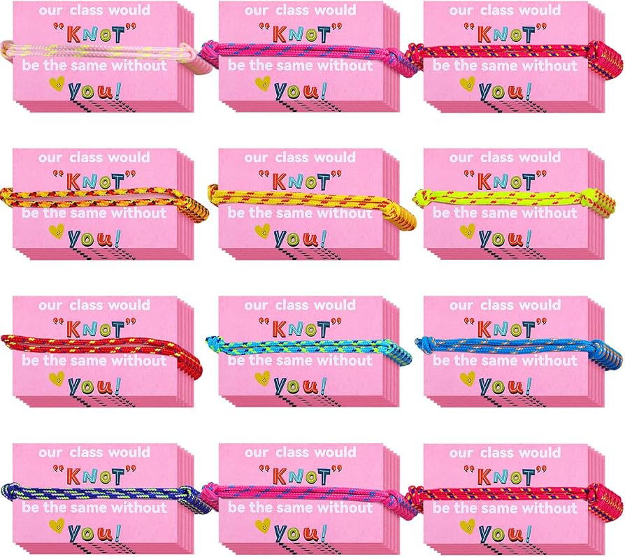 Junkin 60 Pieces Valentine Knot Bracelets with Card Our Class Will Knot Be The Same Without You C... | Amazon (US)
