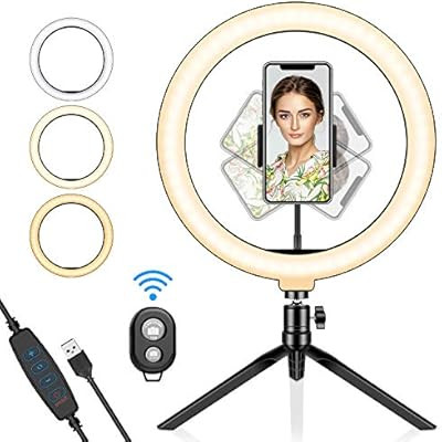 SYOSIN Ring Light with Tripod Stand and Phone Holder, 10.2'' Selfie Ring Light for Live Streaming... | Amazon (US)