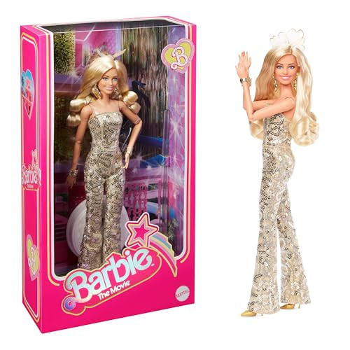 Barbie Margot Robbie as in Gold Disco Jumpsuit The Movie Collectible Doll (HPJ99) | Amazon (US)