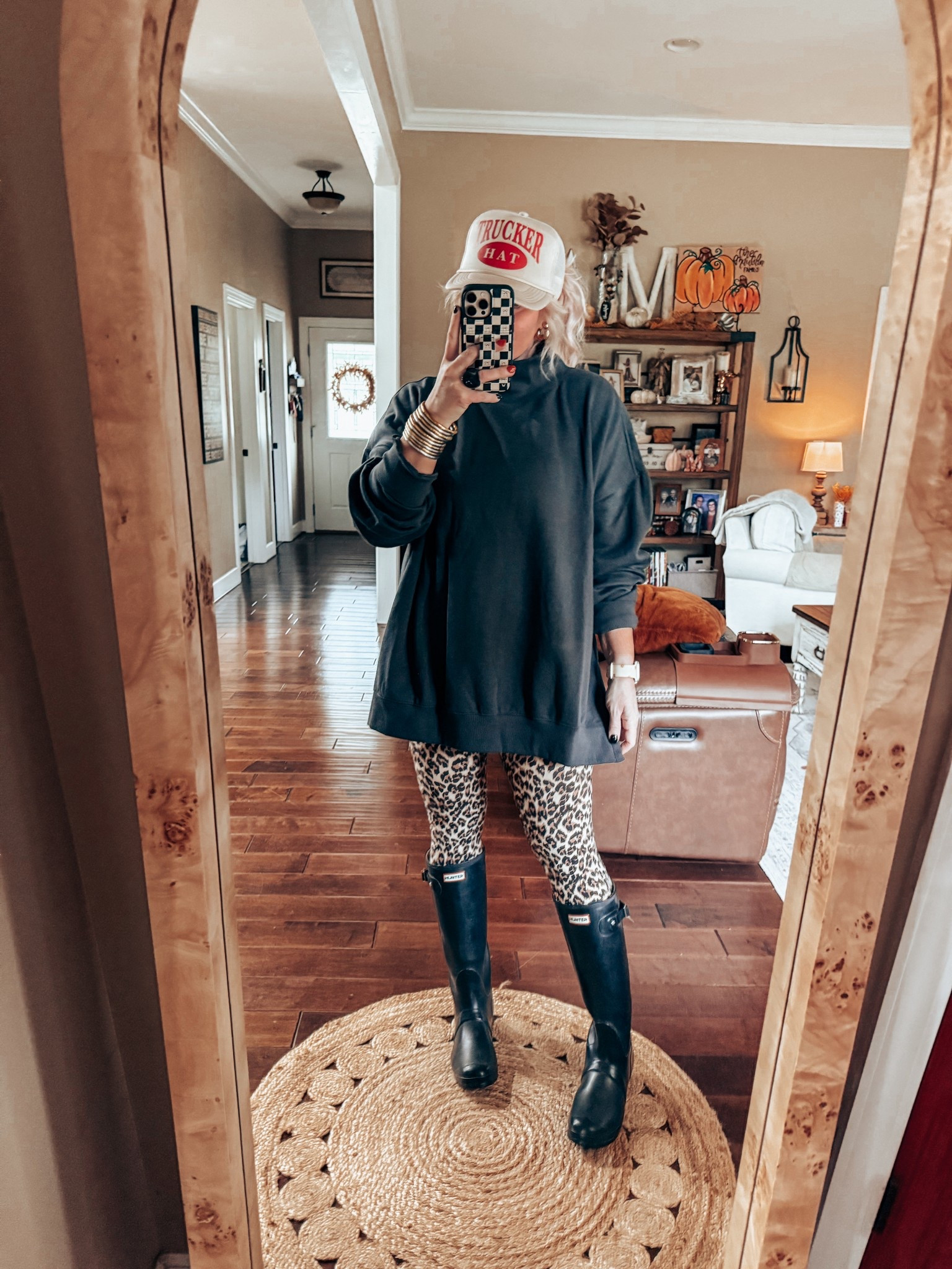 Comfy, cute fit today on a cool rainy day! 
Mock Neck Sweatshirt - XL
Leggings - M
Boots - true to size 

#LTKOver40 #LTKStyleTip #LTKFindsUnder100