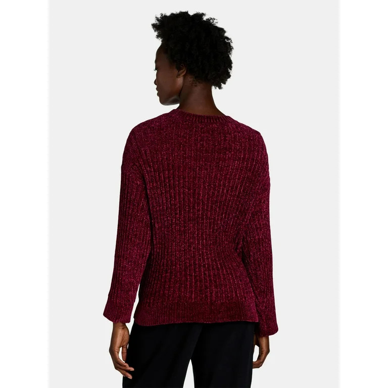 Time and Tru Women's and Women’s Plus Chenille Crewneck Sweater, Midweight, Sizes XS-4X | Walmart (US)