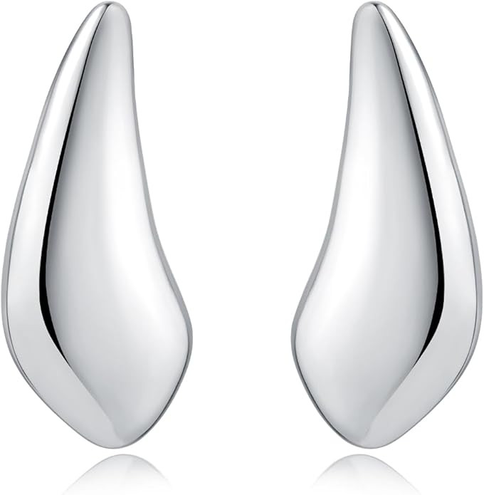 Chunky Gold Stud Earrings for Women Trendy, Statement Drop Dangle Earrings 14K Gold Plated, 925 S... | Amazon (US)