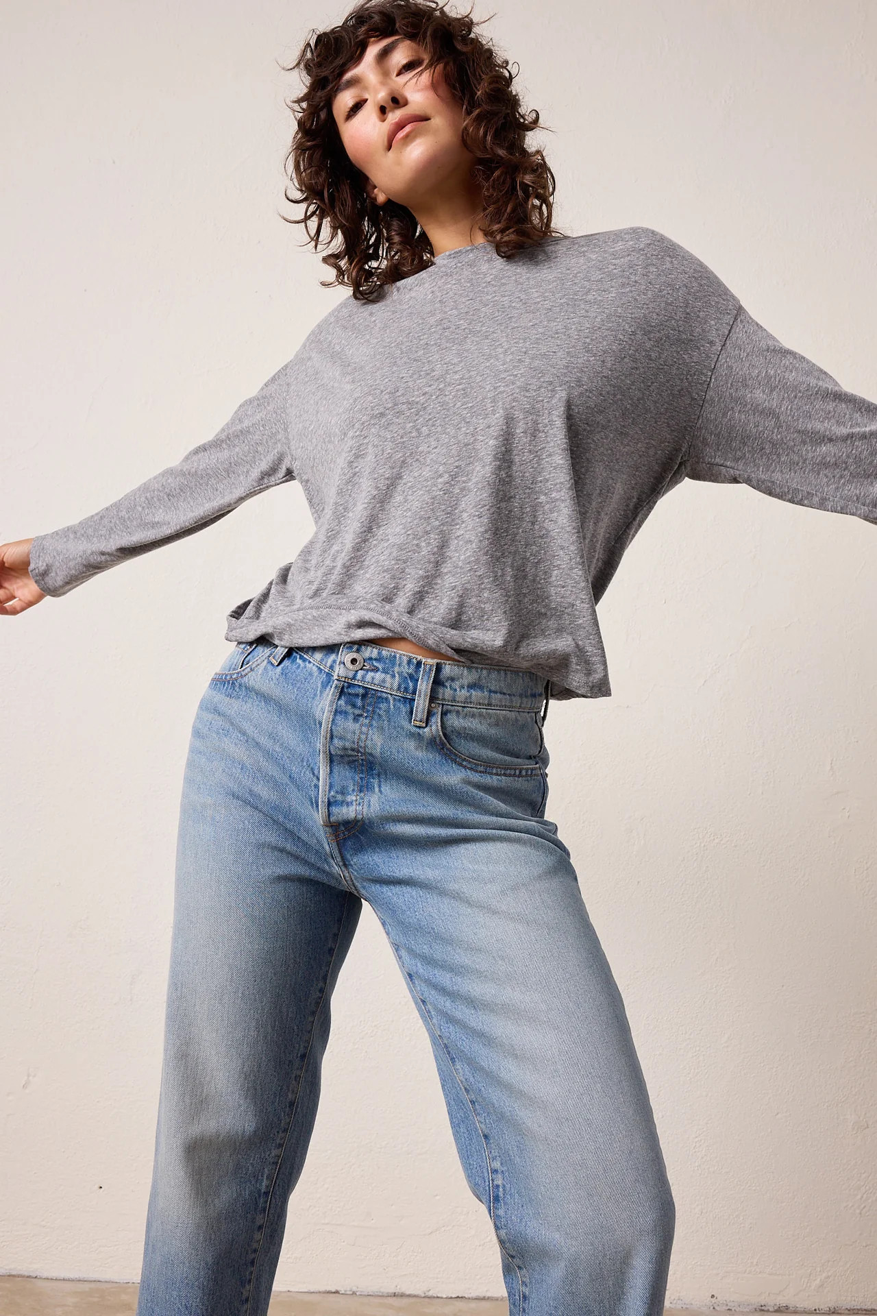 Women’s Tee – NSF Loffler Boxy Fine Jersey Tee in Charcoal Melange | NSF Clothing