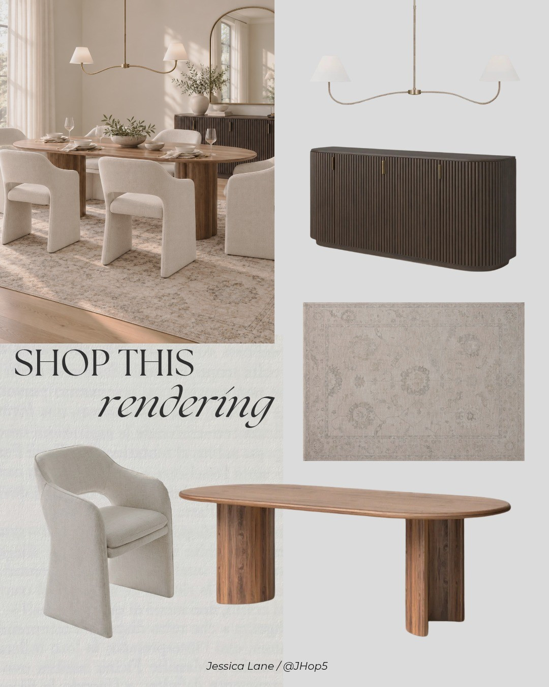 Warm wood, sculptural upholstered chairs, and a fluted buffet 🤍 Soft neutrals and brass accents bring this organic modern dining room together.#DiningRoomInspo #OrganicModern #NeutralDecor #DiningRoomStyling

#LTKSeasonal #LTKHome #LTKSaleAlert