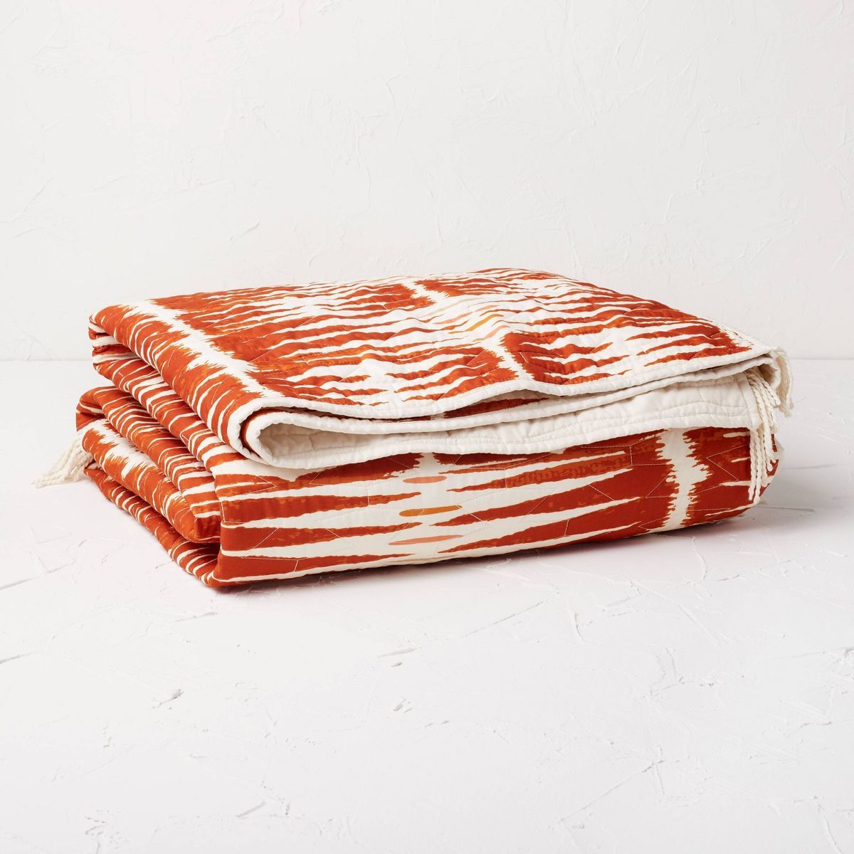 Printed with Fringe Groove Print Quilt White/Burnt Orange - Opalhouse™ designed with Jungalow... | Target