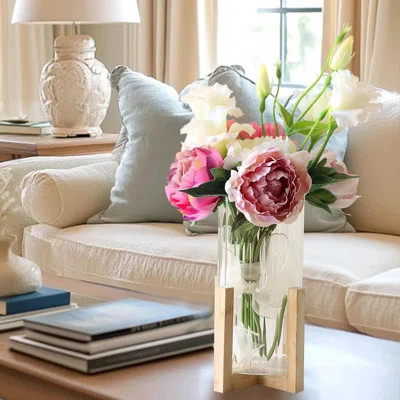 Glass Vase For Flowers Ribbed Glass Vase Flower Vase Tall Cylinder Glass Vases For Centerpieces | Wayfair North America