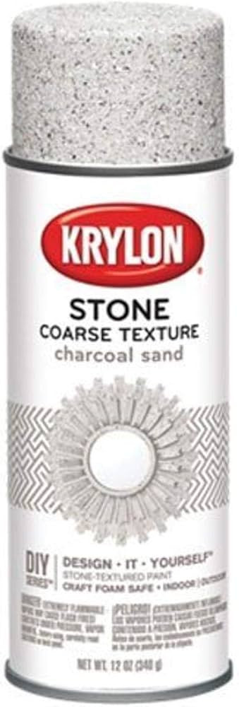 Krylon K18202 Coarse Stone Texture Finish Spray Paint, Charcoal Sand, 12 Ounce | Amazon (US)
