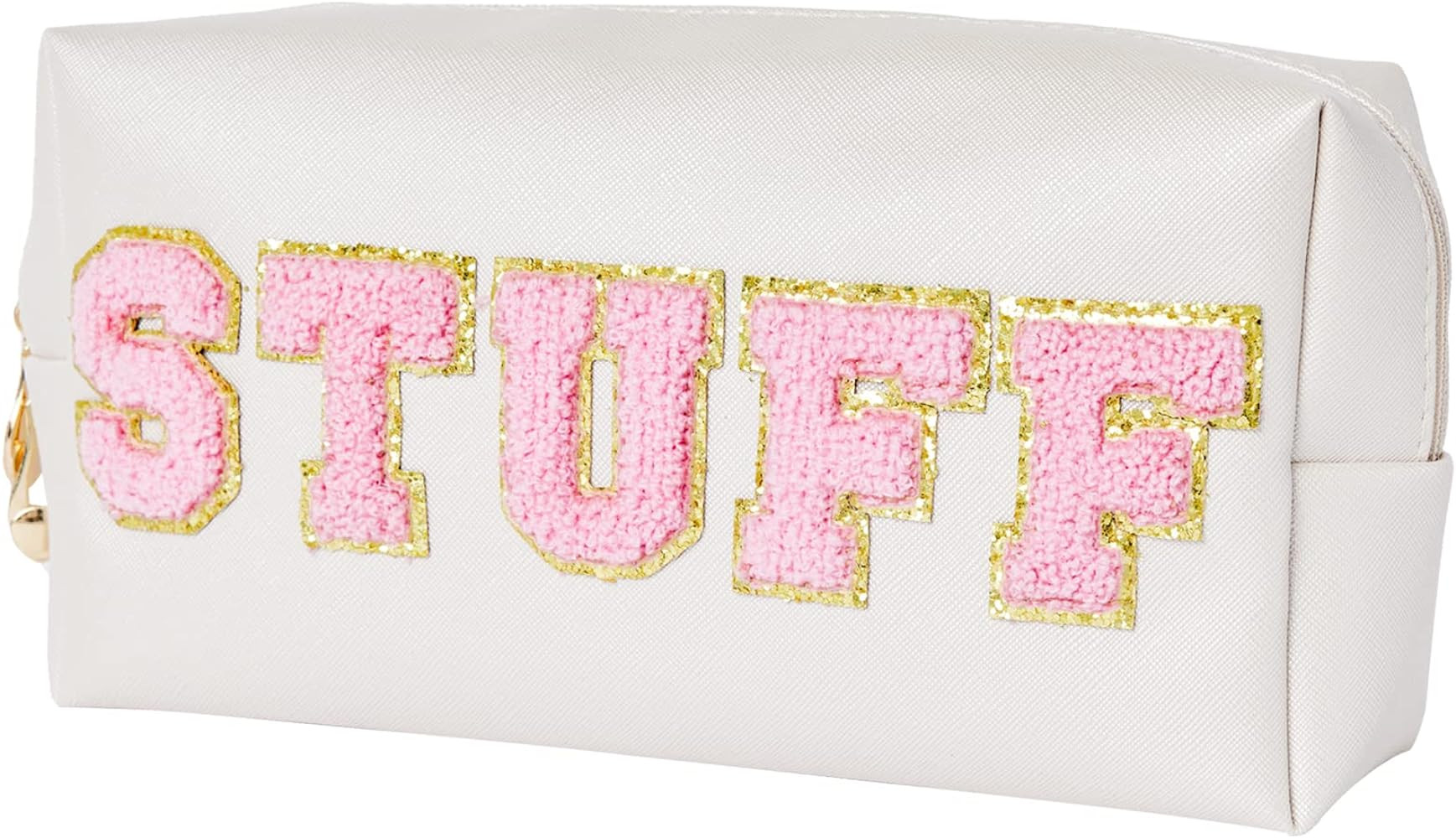 Burskit Stuff Bag Preppy Travel Makeup Bag Organizer Patch Large Varsity Stoney Clover Chenille L... | Amazon (US)