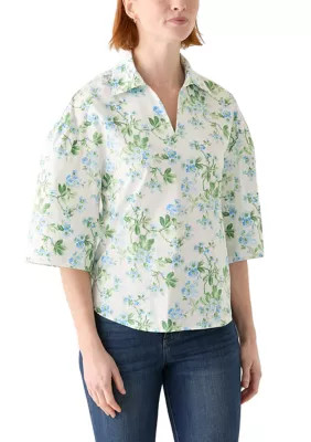 Crown & Ivy™  Women's 3/4 Popover Poplin Top | Belk