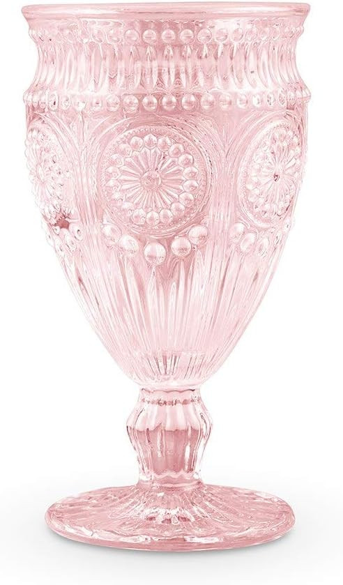 Weddingstar Vintage Inspired Pressed Glass Goblet, Blush Pink | Amazon (US)