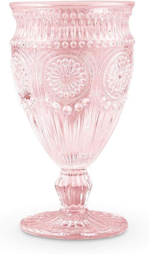 Weddingstar Vintage Inspired Pressed Glass Goblet, Blush Pink | Amazon (US)