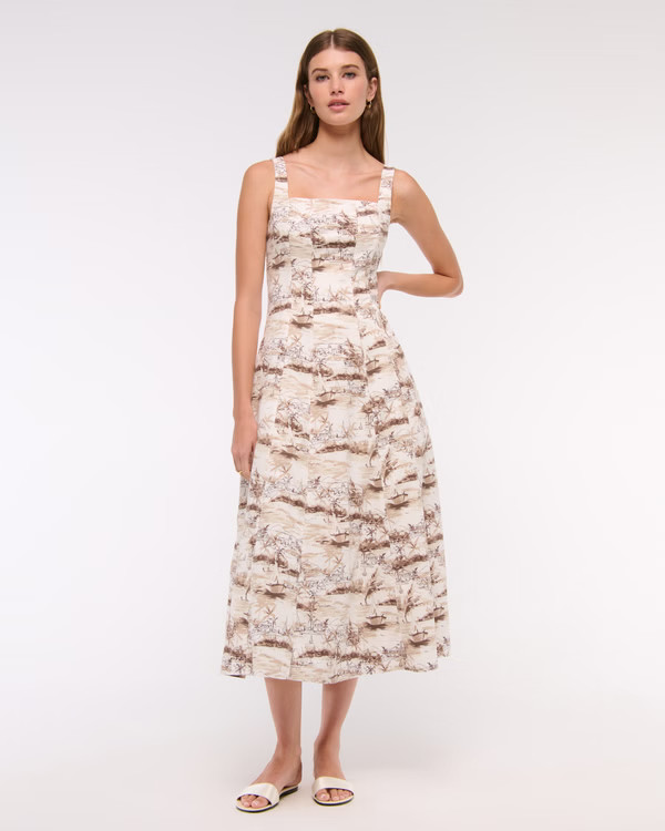 The A&F Mila Stretch Midi Dress | Abercrombie & Fitch (US)