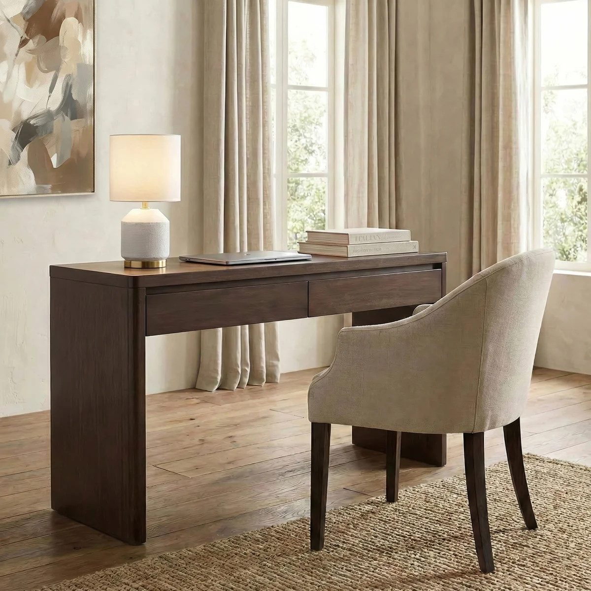 Ashcroft 48'' Wide Rectangular Desk in Brown Oak | Wayfair North America