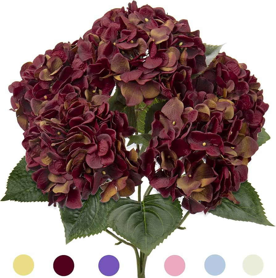 Red Hydrangea Artificial Flowers Large Artificial Hydrangeas Silk Flowers for Home Decor Indoor W... | Amazon (US)