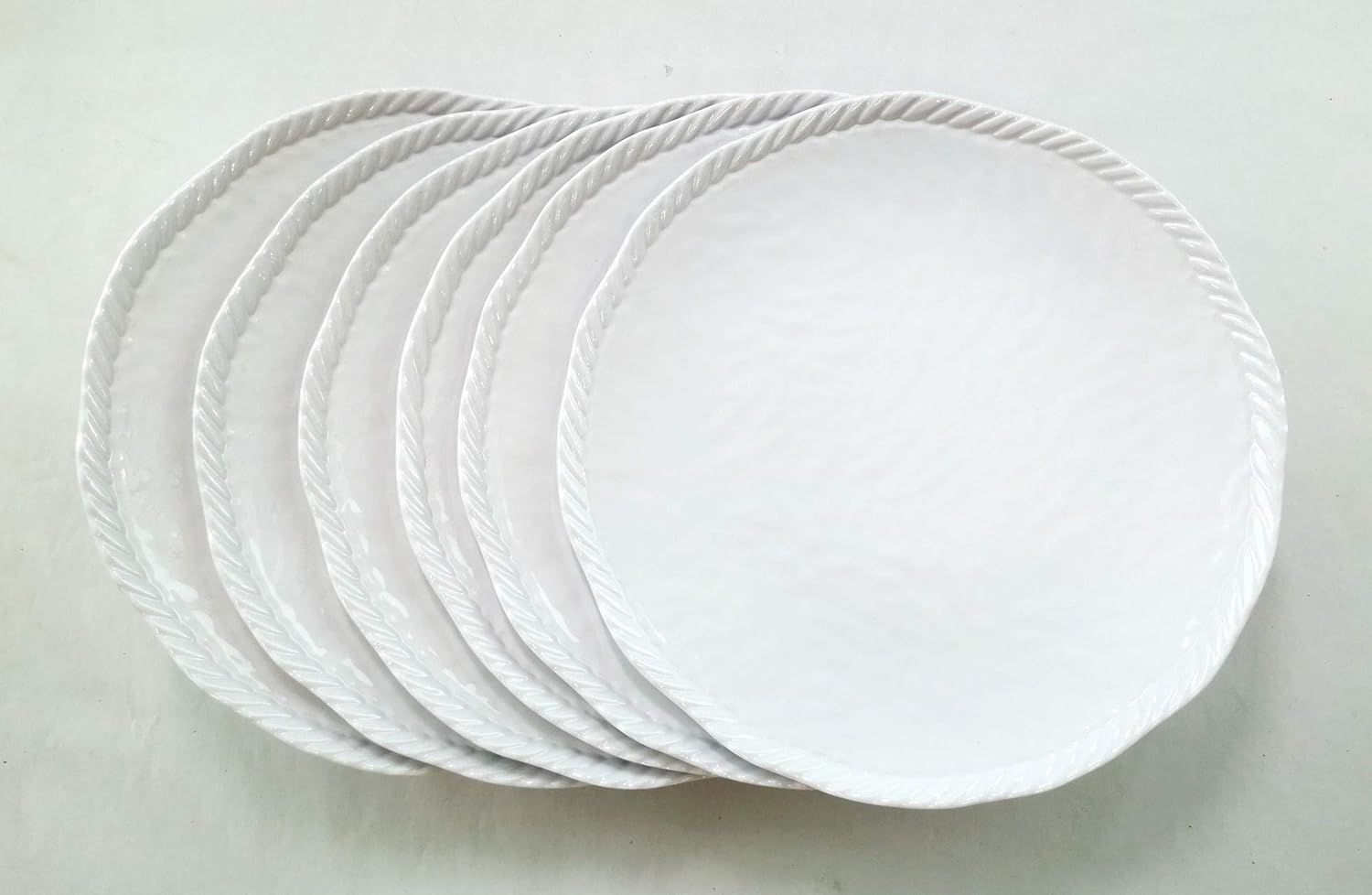 White Nautical Rope Melamine Dinner Plate 9 inch 6 pack (6) | Amazon (US)