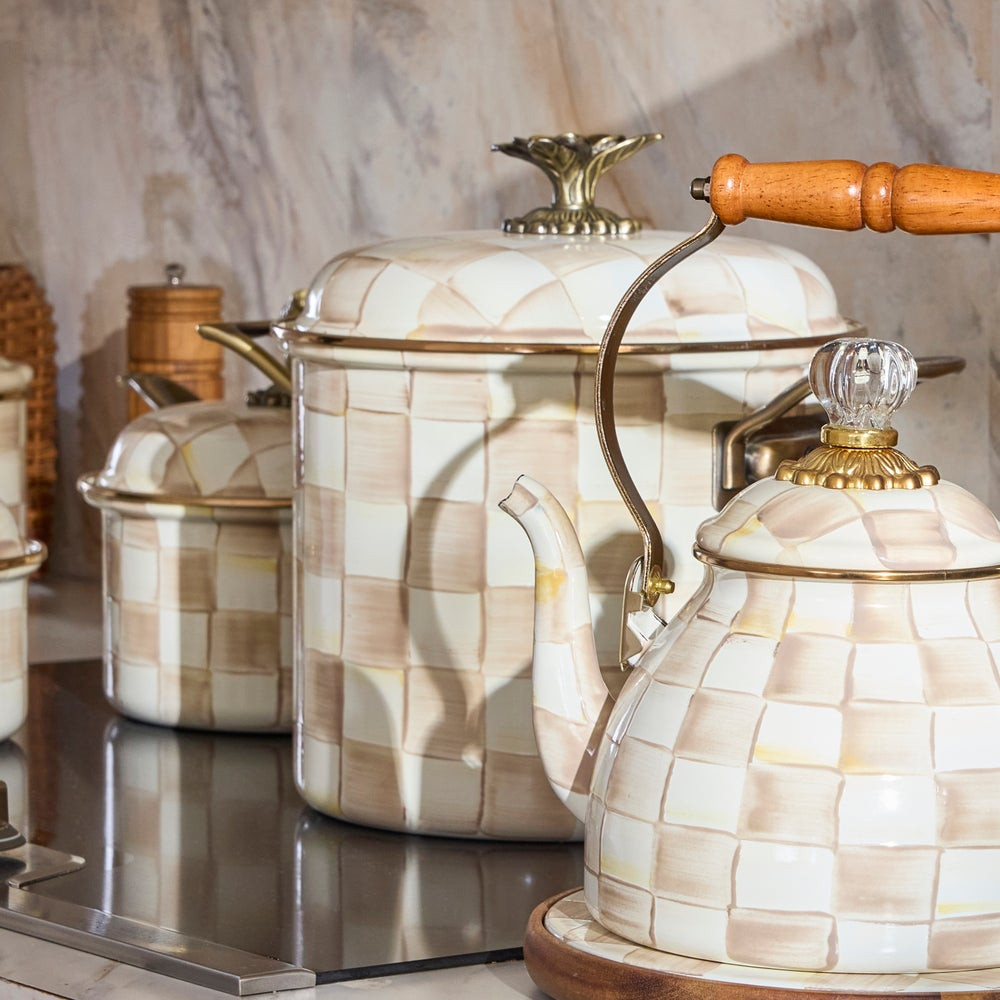 Mocha Check 7 Qt. Stockpot | MacKenzie-Childs