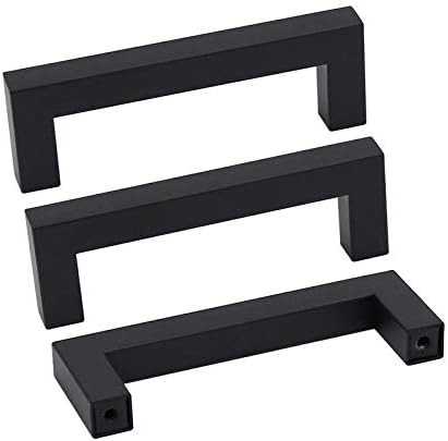 5Pack Goldenwarm Black Square Bar Cabinet Pull Drawer Handle Stainless Steel Modern Hardware for ... | Amazon (US)