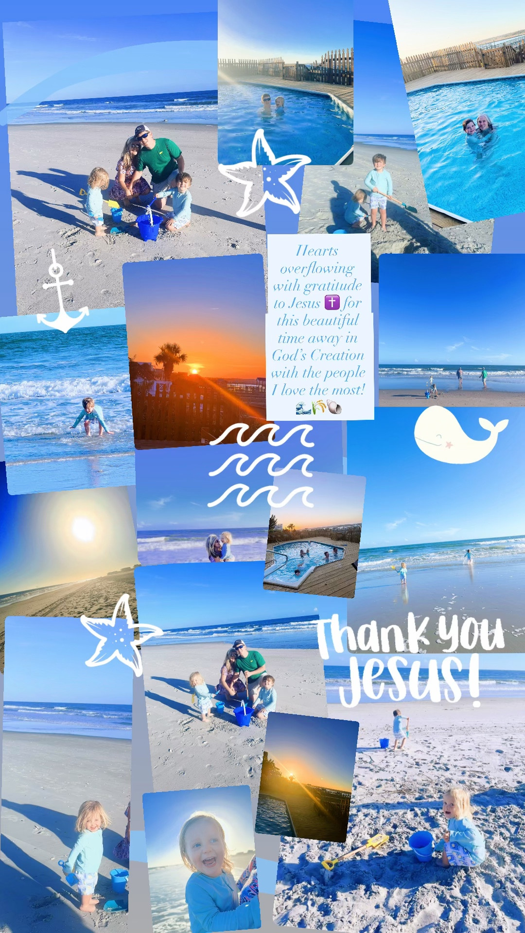 Hearts overflowing with gratitude to Jesus ✝️ for this beautiful time away in God’s Creation with the people I love the most! 🌊🌾🐚 